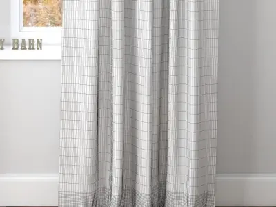 BELGIAN FLAX LINEN SHEER DRAPE-Pottery Barn 3D model