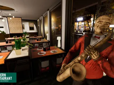 Modern restaurant - building and interior 3D model