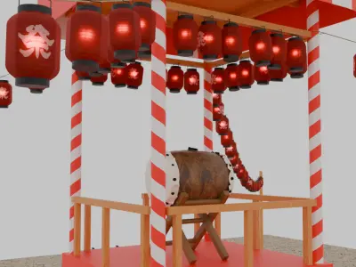 Tower of japanese summer festival 3D model