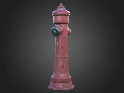 Street Red Fire Hydrant Low-poly 3D model