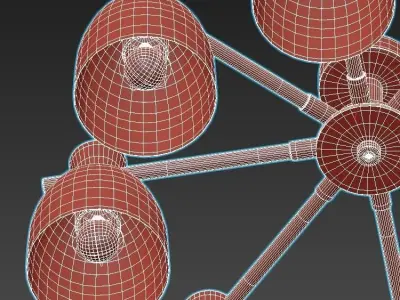 folke light fixture with six shades of gold 3D model