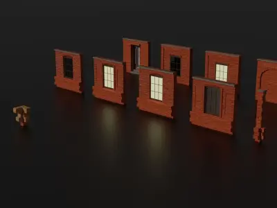 2 Wall patern for procedural building Free 3D model