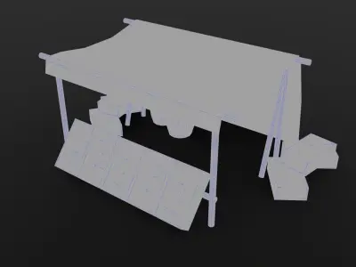 Market Stall Set Low-poly 3D model
