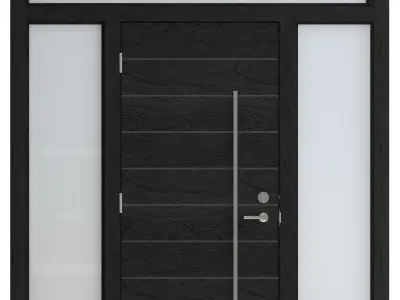Door-096 modern door with glass panels 3D model