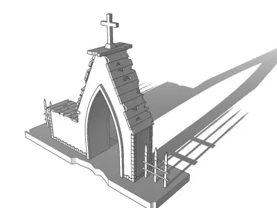 Entrance to the cemetery 3D  Entrada al cementerio  Low-poly 3D model