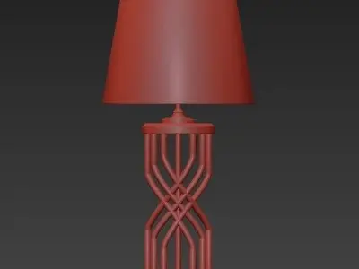 Pair of Vintage Braided Lucite and Brass Lamps 3D model