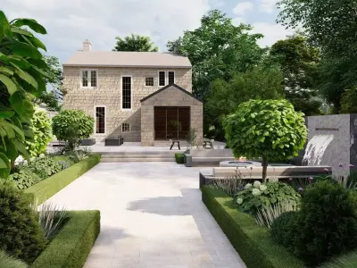 Garden Landscape 3D Model - SketchUp and Lumion Scene-Plan 3D model