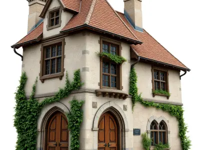 Charming Medieval House Model Pack with Ivy Low-poly 3D model