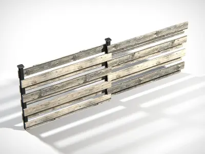 Wooden Planks Fence PBR Low-poly 3D model