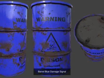 Collection of Barrel - Blue and Yellow 3D Model Pack