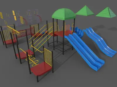 PBR Playground Outdoor Jungle Gym 18 Low-poly 3D model