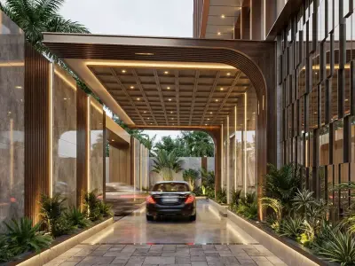 Modern Commercial Building Facade Low-poly 3D model