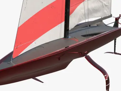  AC75 Hydrofoil Racing Yacht Red White 
