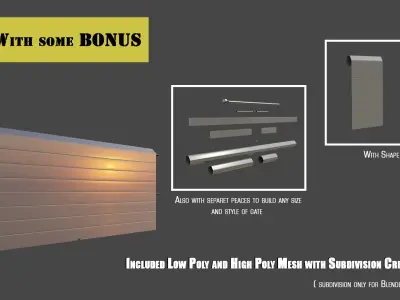 Roll Up Gate with Setbuild Options Low-poly 3D model