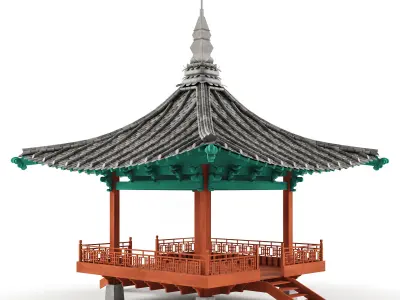 Korean style gazebo 3D model