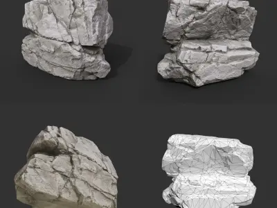 Gray Horizontal Rock Modular 221123 - Ultra HD 16K Texture Low-poly 3D model