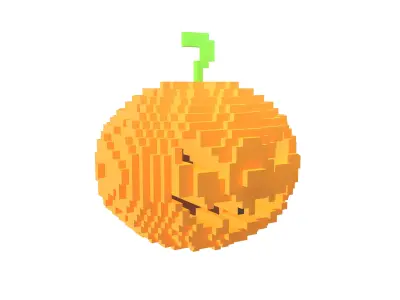 Voxel Halloween Pumpkin v2 001 Low-poly 3D model