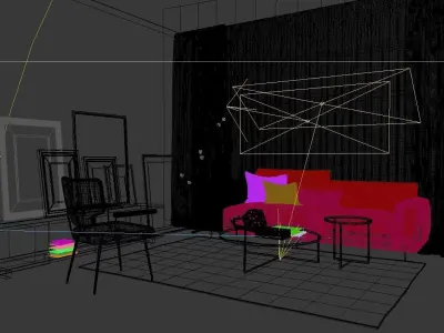 Living modern room 3D model