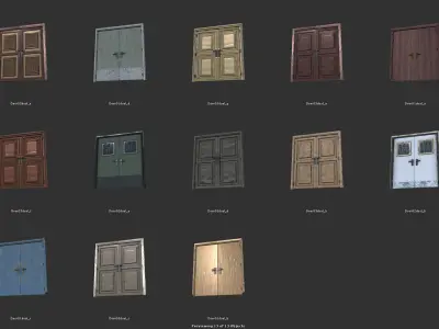 Door Set wooden Low-poly 3D model