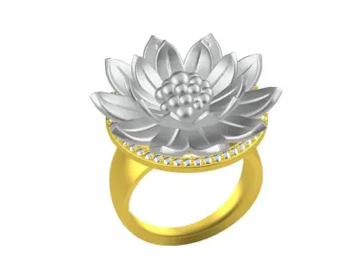 Victorian Flower silver gold Ring Design  3D print model