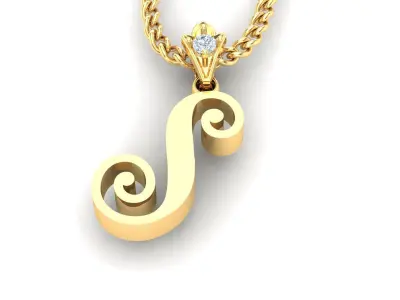Alphabet V3 Light Gold  Font Pendant S 3D print model