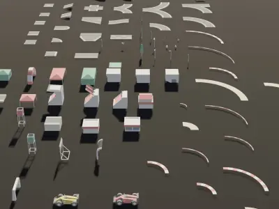 module road cartoon Low-poly 3D model