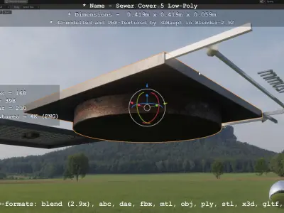 Sewer Cover 5 High and Low-Poly Version 3D Model Pack