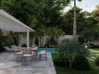 Garden Landscape 3D Model - SketchUp and Lumion Scene  3D model