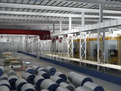 Factory Interior Scene and Equipment 3D model