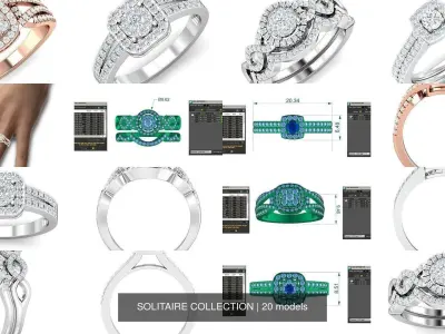 SOLITAIRE COLLECTION diamond rings 3D Model Pack