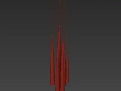 Emmemobili pendant light with five golden cones hanging from it 3D model