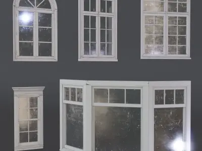 20 old windows pack Low-poly 3D model