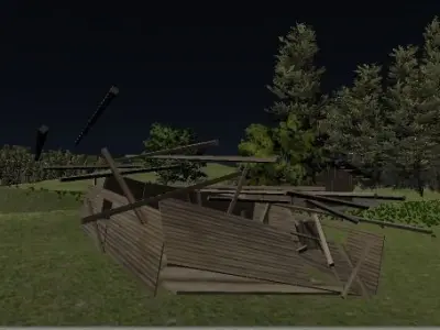 HOuse cabin in woods at night 3D model