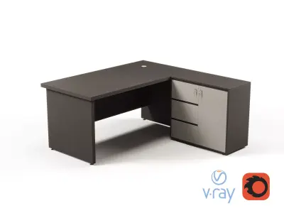 Modern Office Desk With Side Cabinet File For Manager  Free 3D model