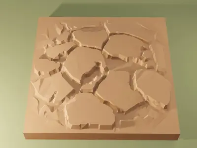 Isometric cliffs terrain Low-poly 3D model