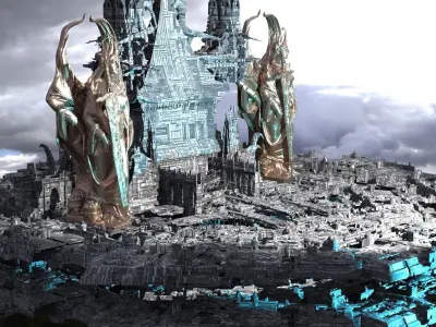 Sci-Fi City dystopia Rule city Statues 3 3D model