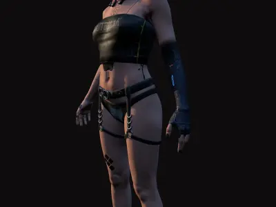 Cyberpunk Girl Low-poly 3D model