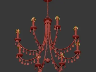 Hampton 8 Light Antiqued Gold Chandelier 3D model