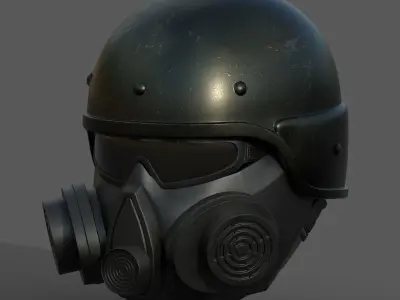 Helmet scifi military futuristic gas mask protection cyborg  Low-poly 3D model