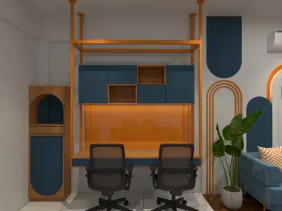 Small Office Interior Scene Low-poly 3D model