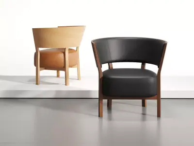 Tosai Lounge Chair with Upholstered Seat and Back 3D model