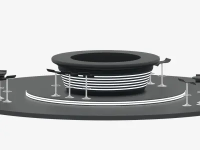 Cartoon Sci-Fi Pub Bar And Stools 3D model