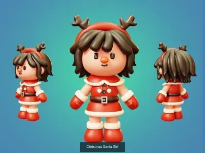 10 Characters Christmas and New Year Theme 3D Model Pack
