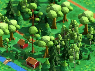 Scandinavian Low Poly Assets Pack Low-poly 3D model