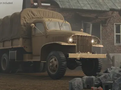  Retro Utility Army Vehicle with Canvas Cover Sand Rigged 