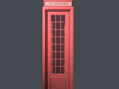 London Telephone Booth Lowpoly Game-Ready 3D Model Low-poly 3D model