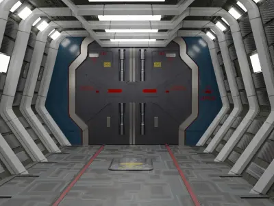 spaceship corridor Low-poly 3D model