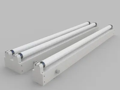 Strip Fluorescent Fixture Single and Dual 3D model