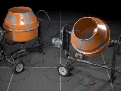 Used Concrete Mixer Low-poly 3D model
