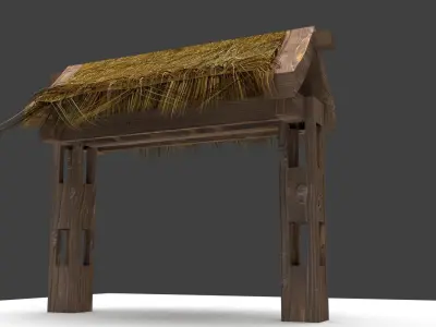 Gate with thetched Roof 3D model